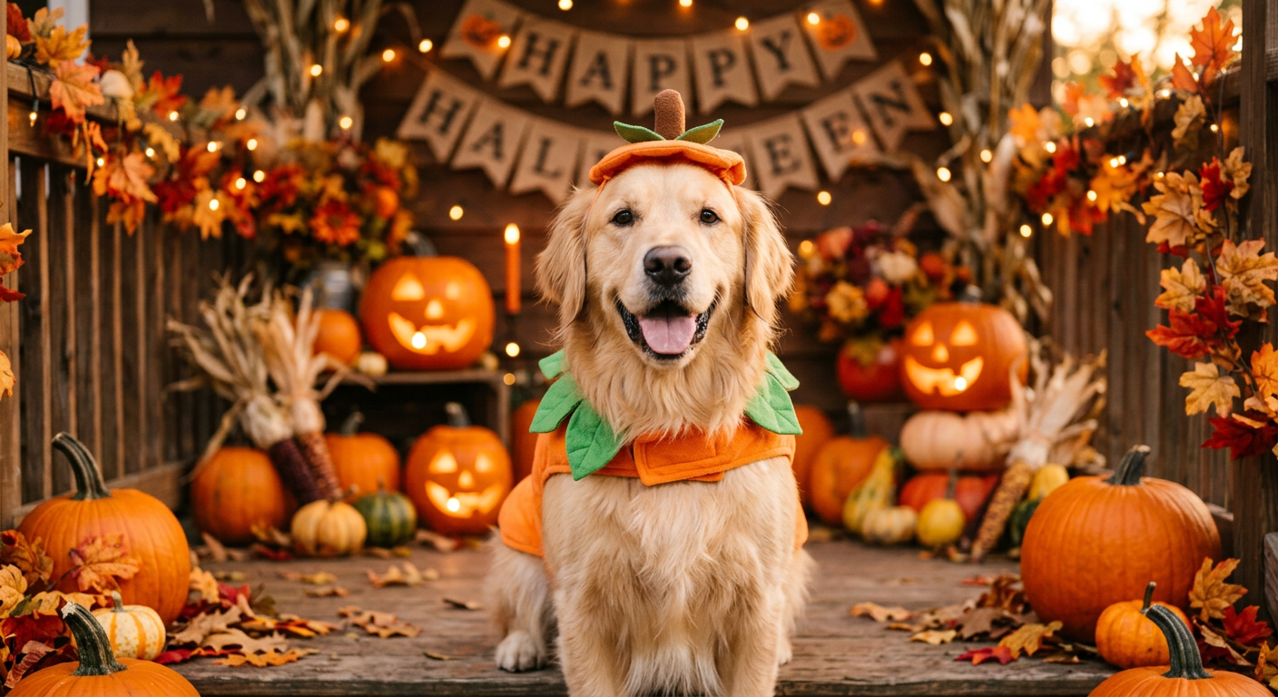 A dog in a Halloween costume at the Homemade Hounds Dog-o-ween Party & Glow Walk in Middleburg, FL